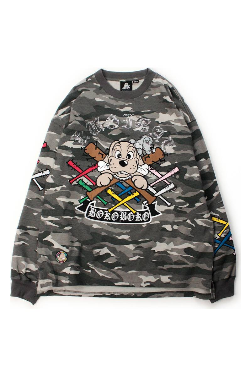 【予約商品】GALFY（ガルフィー）釘バットHEARTSロンTEE - GRAY CAMO