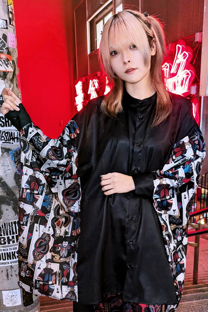 DXMOUVE(ドゥモーヴェ)  臓器トランプ柄スクエアビッグシャツ -　Pink