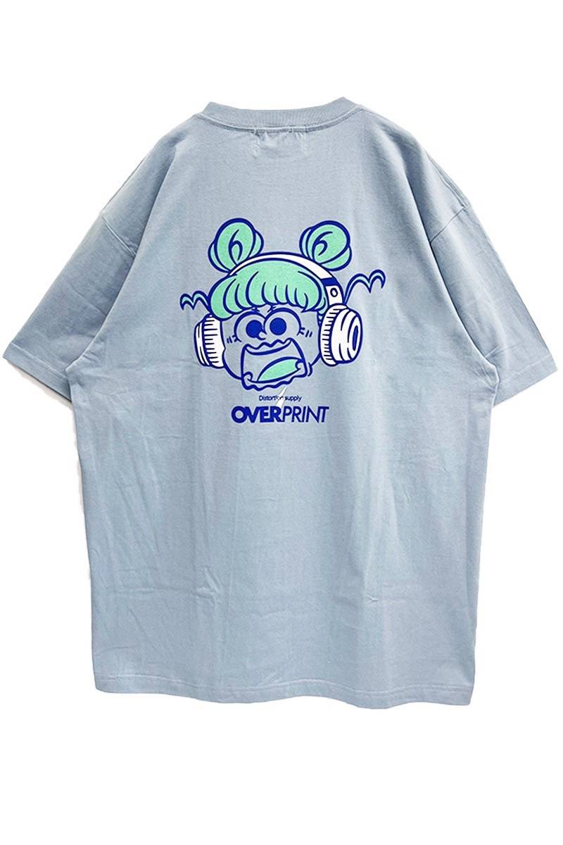 over print (オーバープリント) Distortion Tee (blue)
