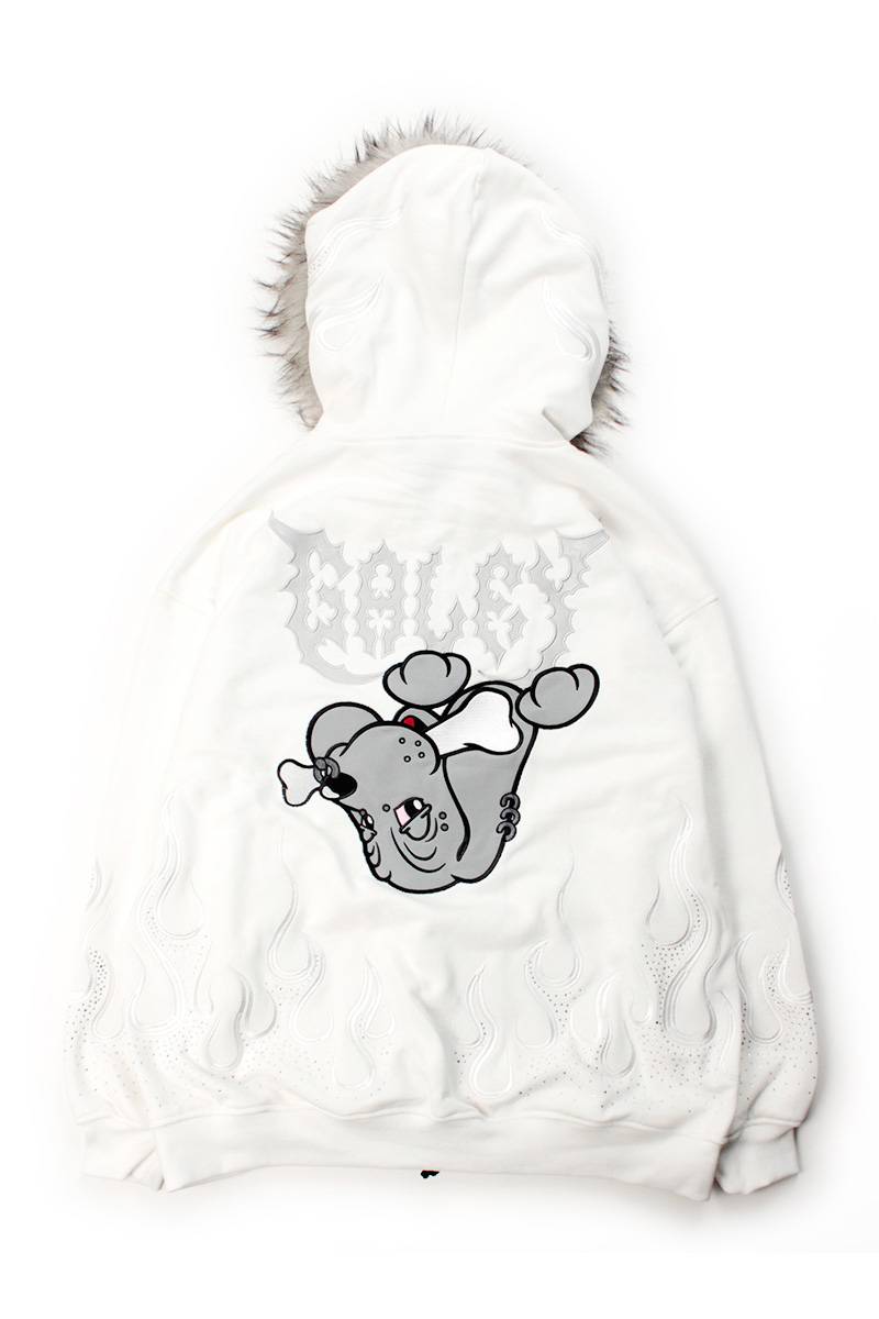 【予約商品】GALFY（ガルフィー）二代目ファイヤーピカピカZIPパーカー - WHITE