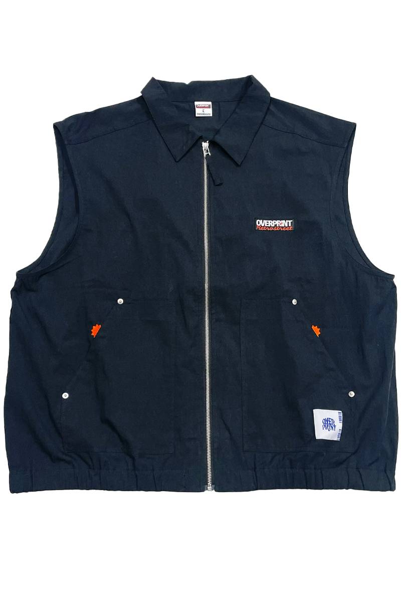 over print (オーバープリント) WORK VEST - Black