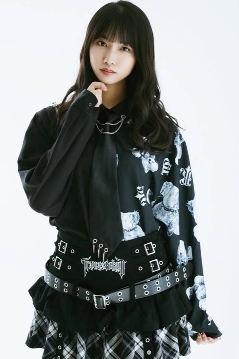 TRAVAS TOKYO (トラバス・ トーキョー) バイカラーくまプリント ネクタイ付きシャツ -  Black×White