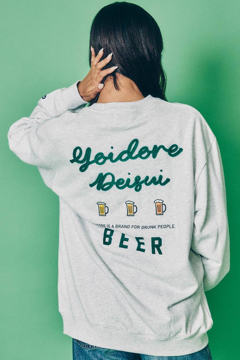 YOIDORE(ヨイドレ) ビール・ジョッカー・クルー・ネック・スウェット - 杢White