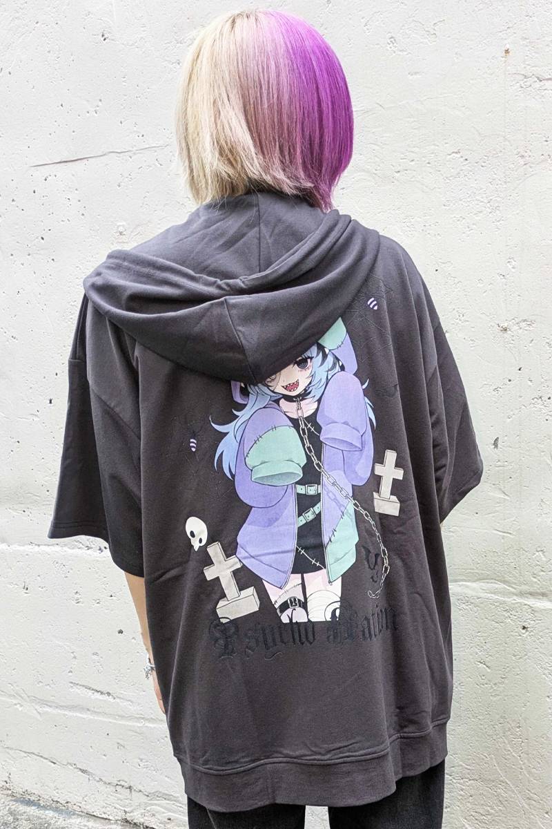 寝田ルネ×PSYCHO NATION (サイコ・ネーション)  ゾンビ ZIPパーカー - Gray