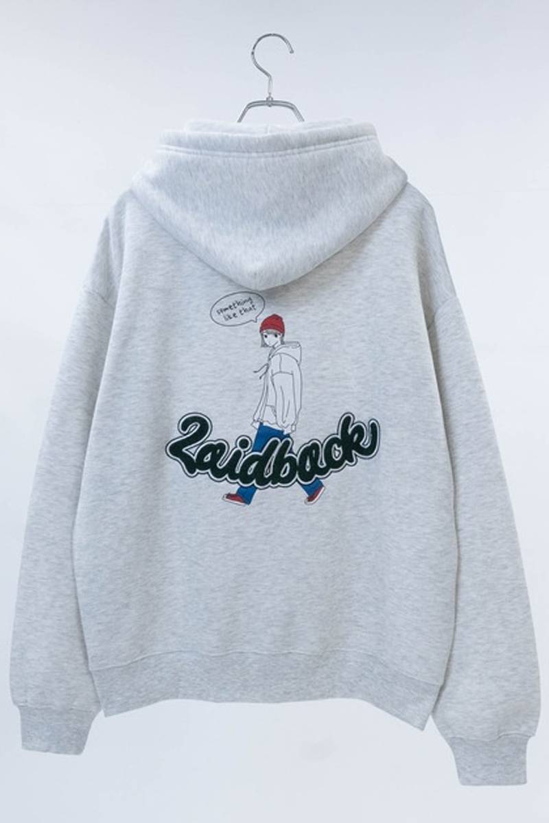 Red Cap Girl(レッド・キャップ・ガール) バックサテン刺繍 フルジップ ビッグパーカー - Ash Gray