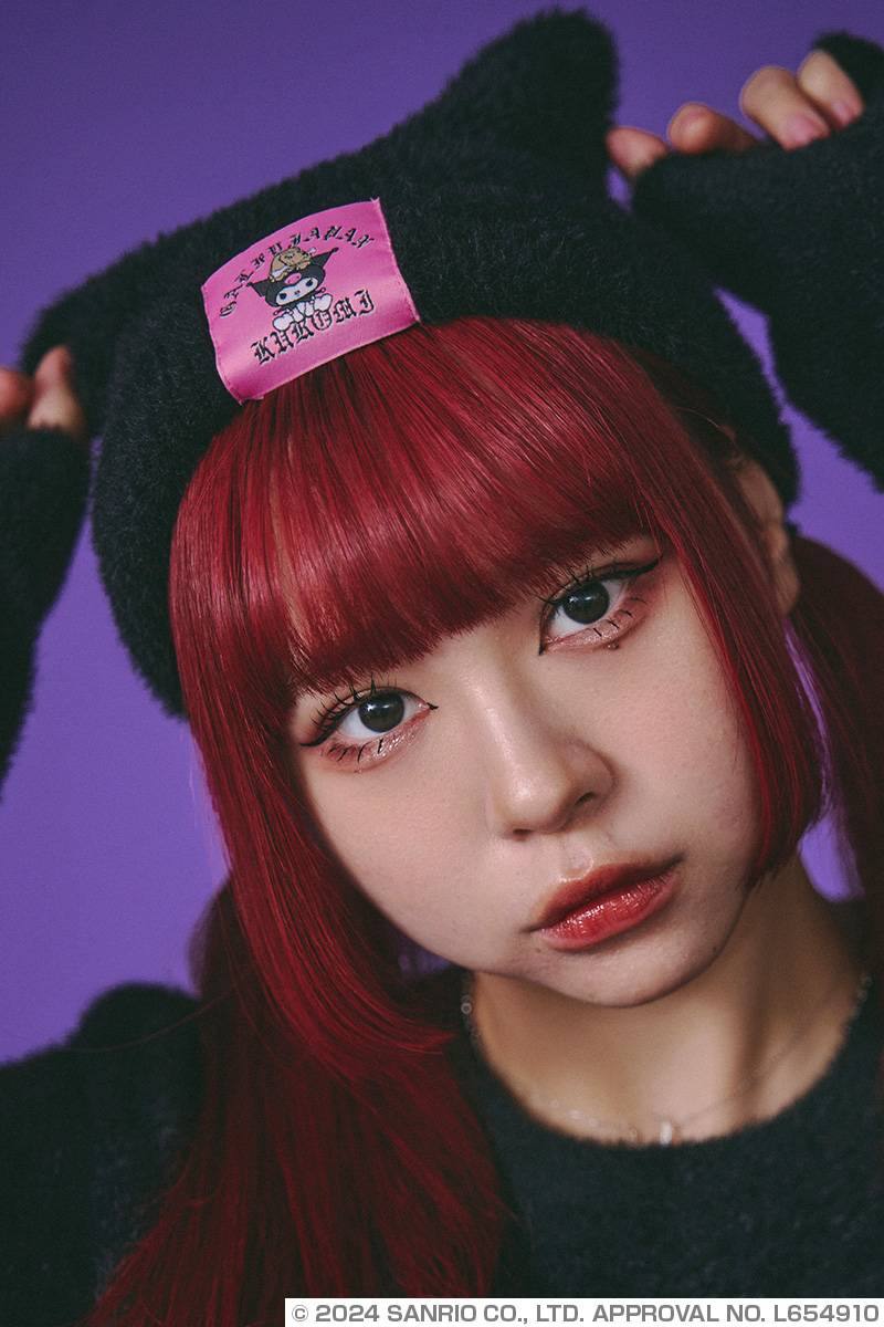 クロミ×GALFY(ガルフィー) ふわふわ猫耳ニットCAP - Black