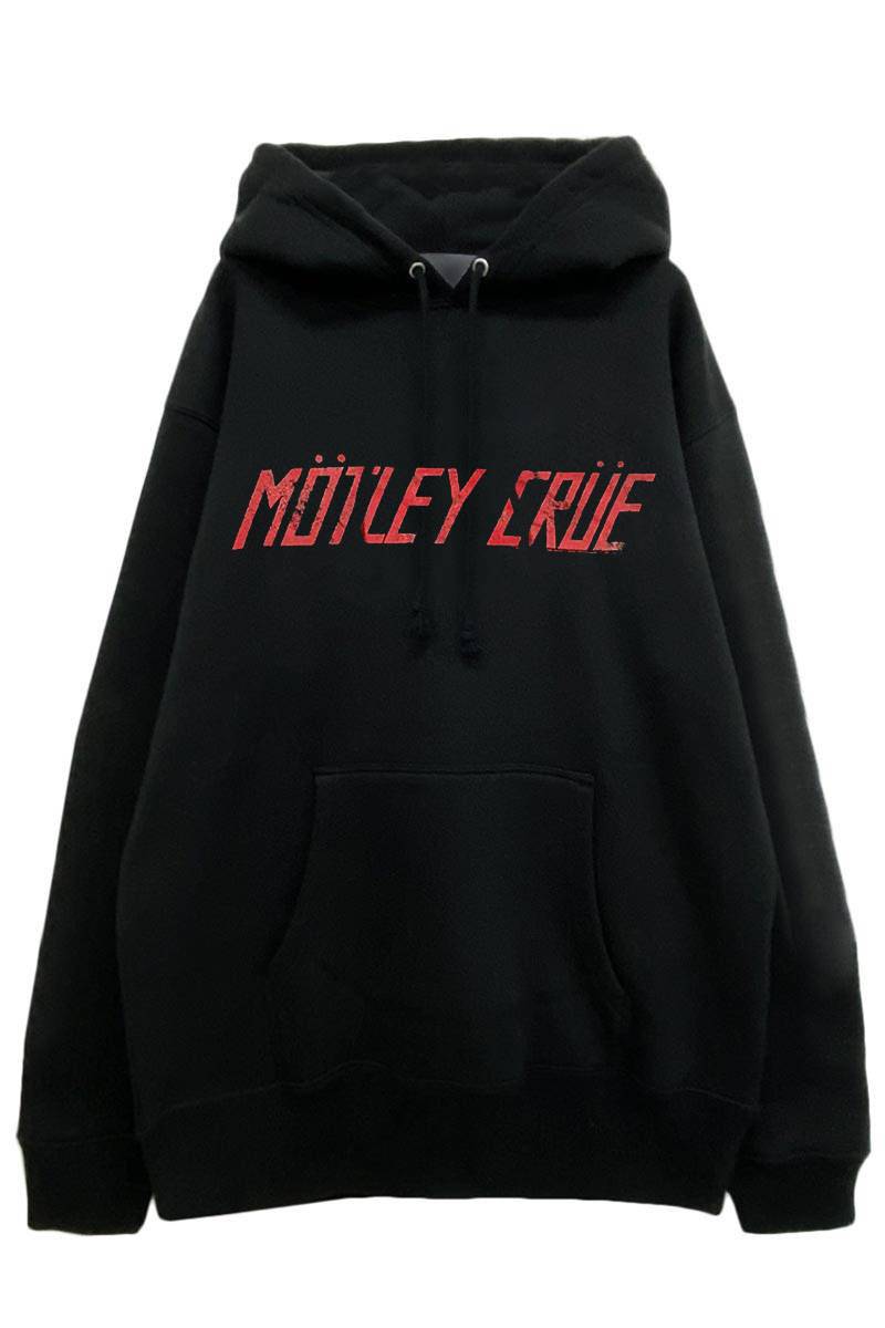 MOTLEY CRUE UNISEX PULLOVER HOODIE: DISTRESSED LOGO