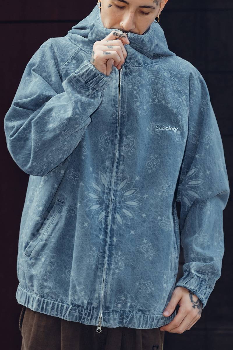 Subciety(サブサエティ) Bandanna denim hoodie -Indigo