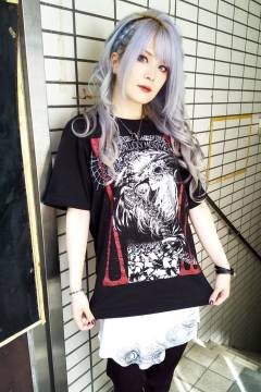 Unlucky Morpheus 『XIII』銀×赤ラメビッグプリントTシャツ