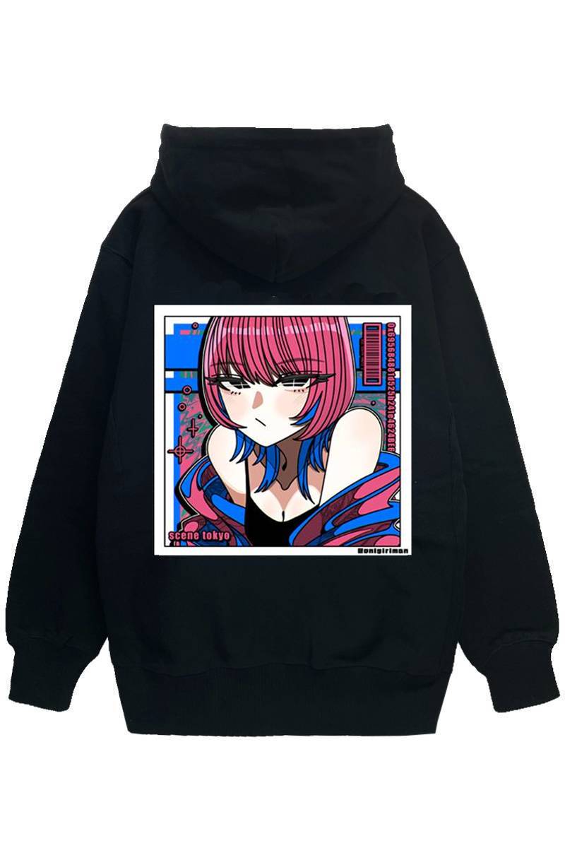 SCENE TOKYO (シーントウキョウ) pink girl zip hoodie - Black