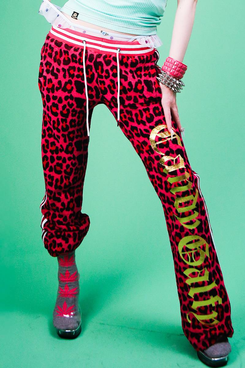 【予約商品】GALFY(ガルフィー)ガラ悪GALジャージパンツ - Pink Leo
