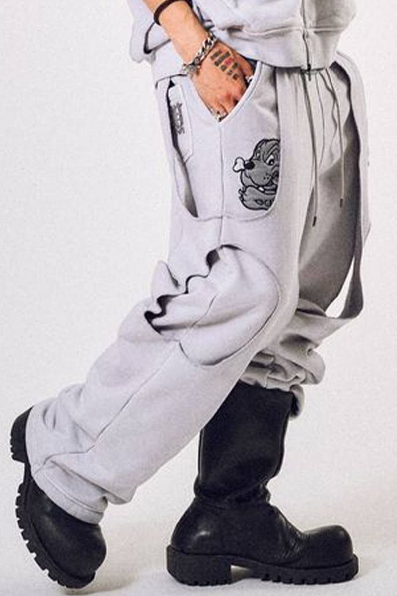 GALFY (ガルフィー) 穴の向こうにわんちゃん スウェット2 - White Grey