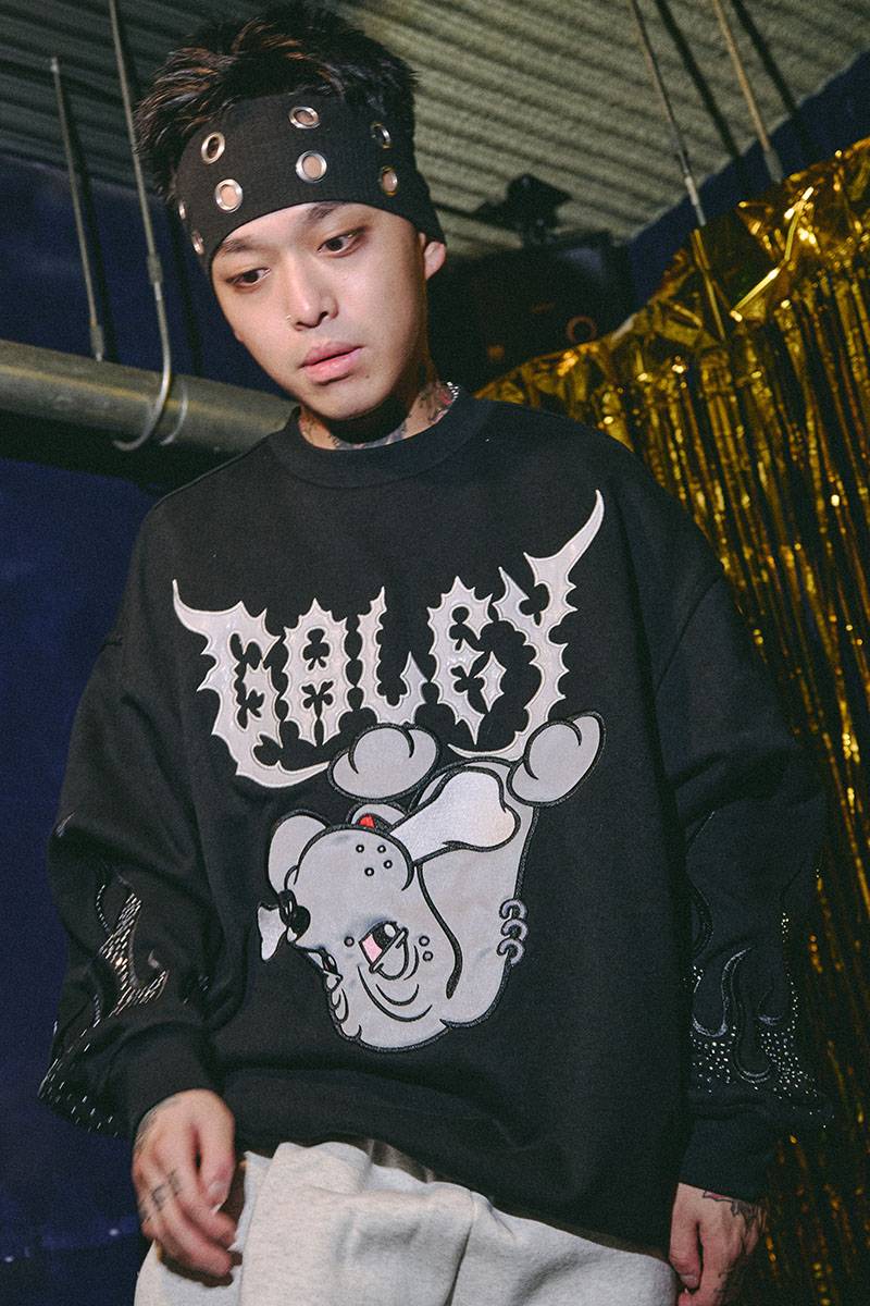 GALFY（ガルフィー）二代目ファイヤーピカピカスウェット - BLACK