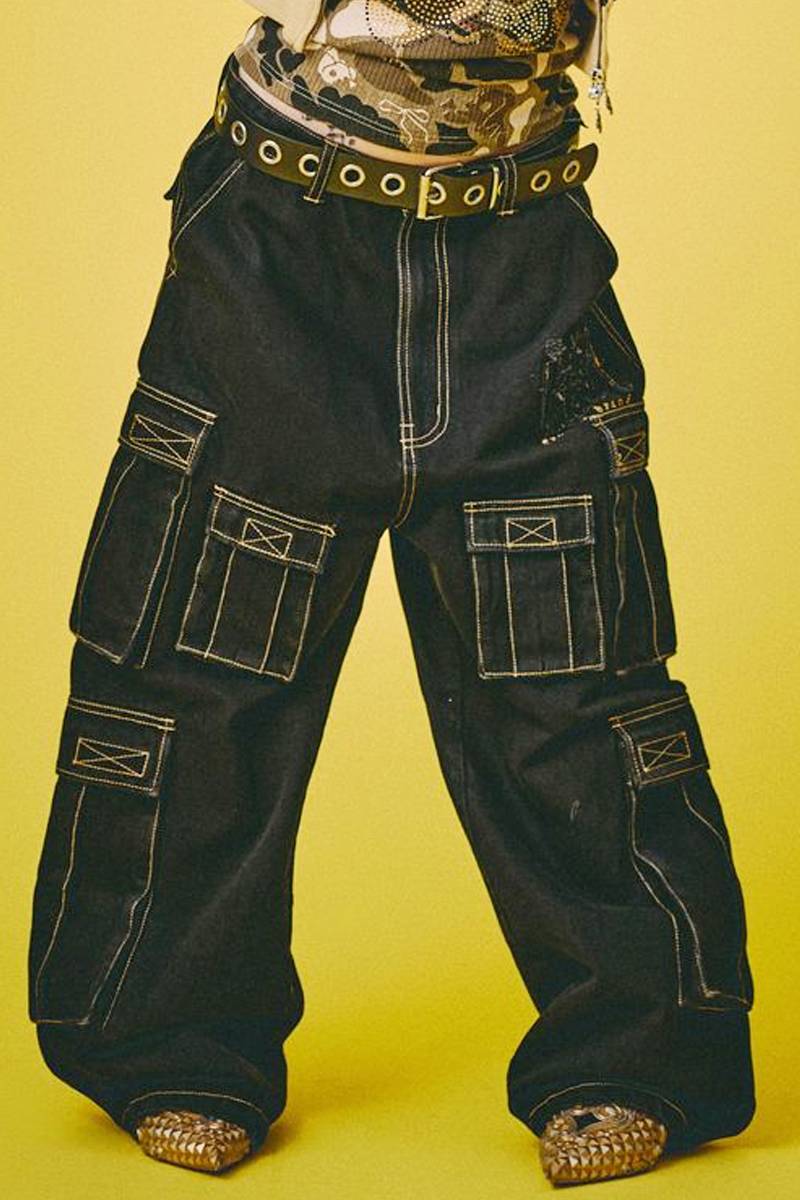 GALFY(ガルフィー) ぐるグニャデニムカーゴ - Black