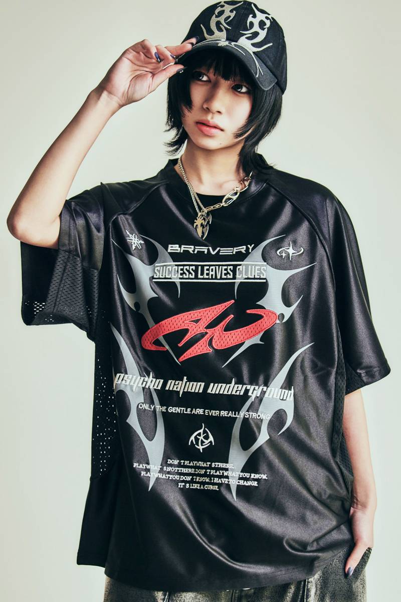 P.N UNDERGROUND (サイコ・ネーション・アンダーグラウンド) メッシュ切替 GAME TEE - Black