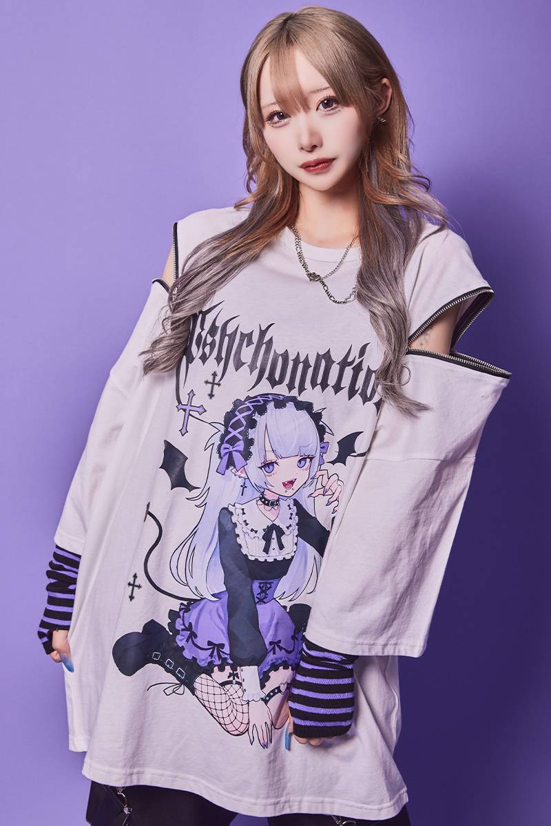 寝田ルネ×PSYCHO NATION(サイコネーション) デビルTEE WHITE