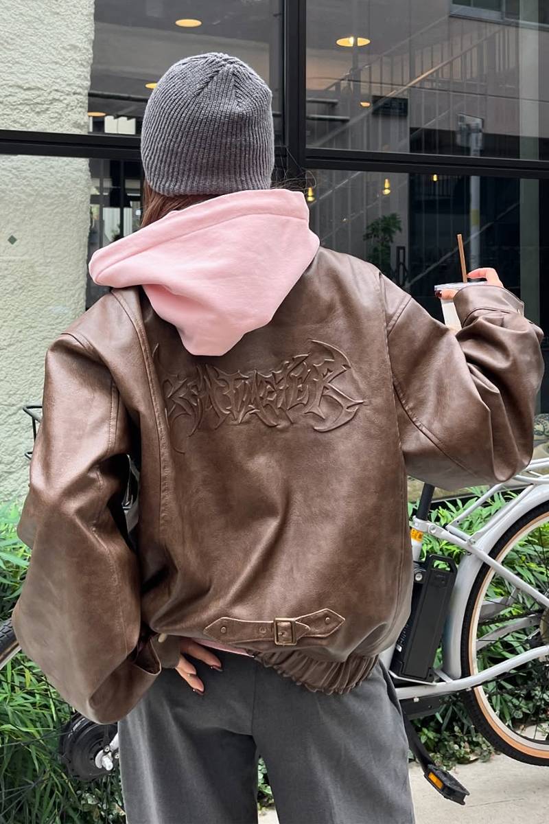 centimeter(センチメーター) Fake leather flight jacket