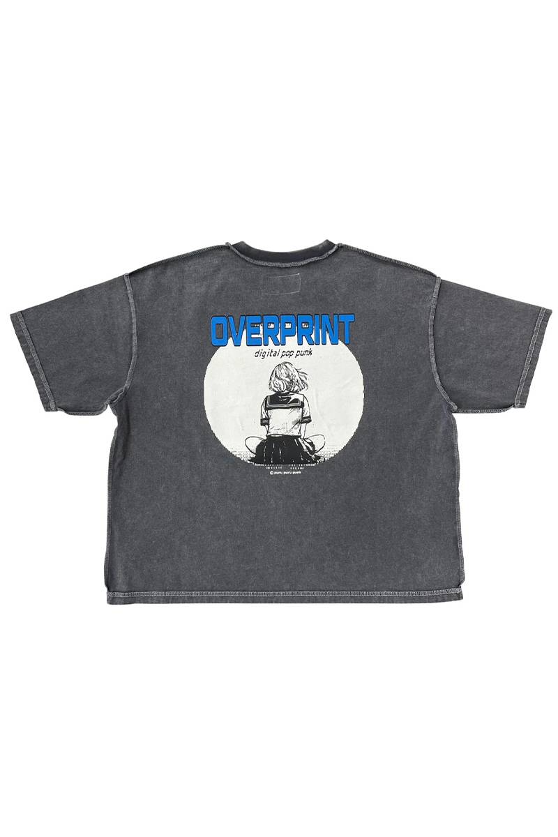 over print (オーバー・プリント) purupuru pigment Tee C - Chacoal