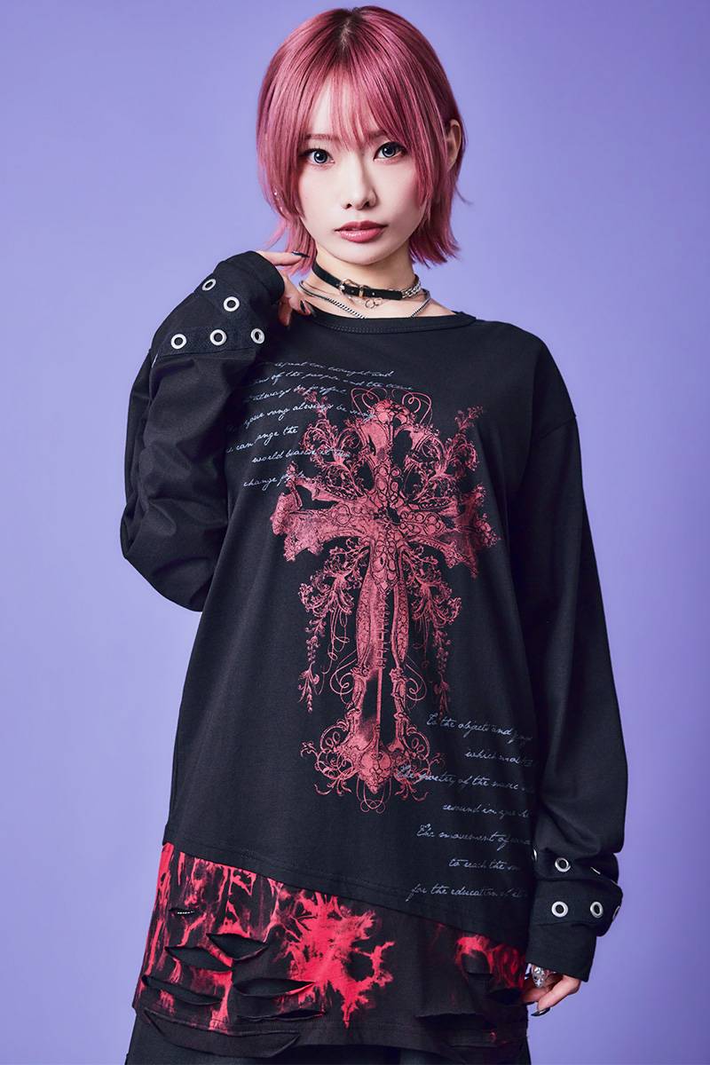 PSYCHO NATION(サイコ・ネーション) タイダイ・レイヤーTEE - Black×Red
