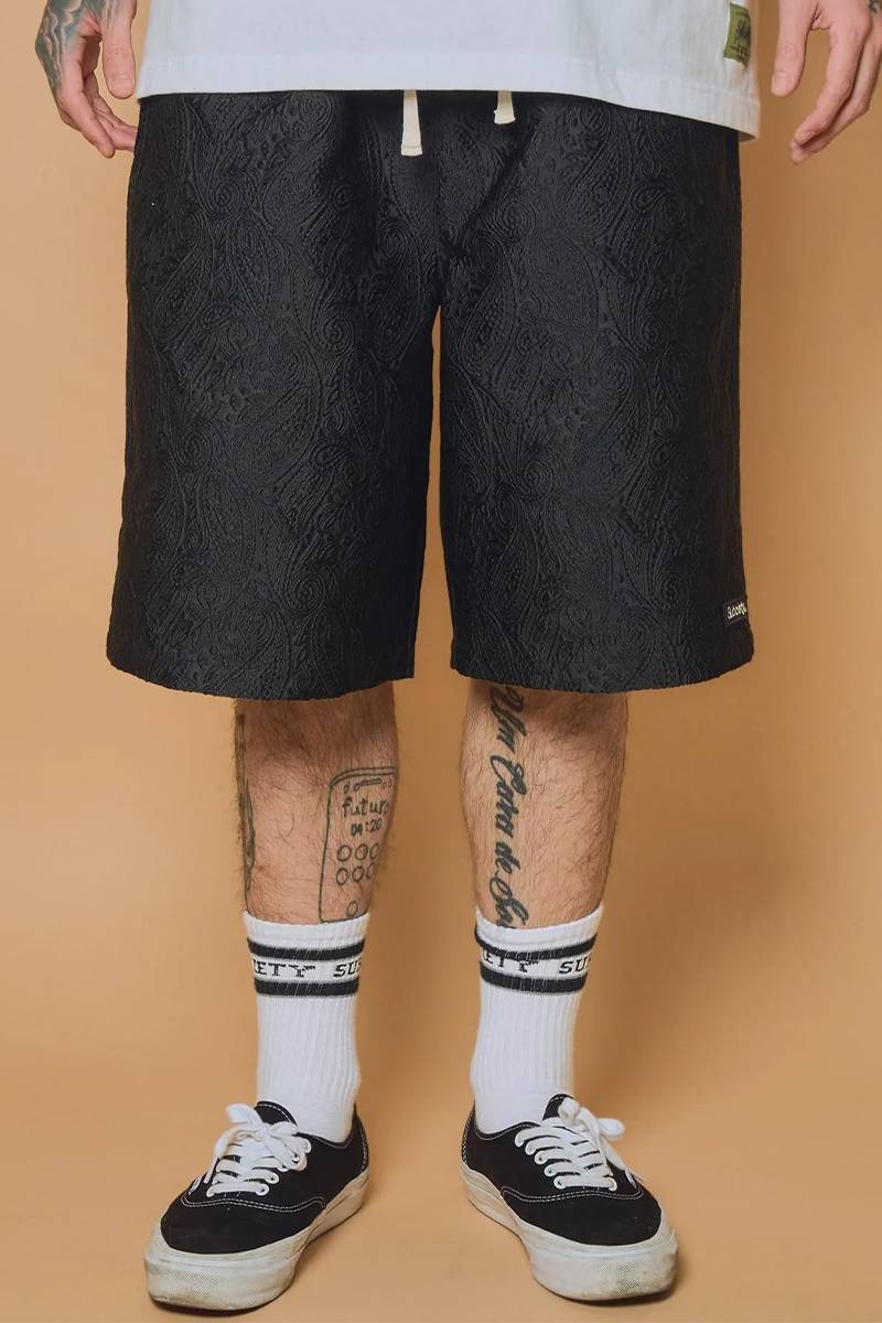 Subciety (サブサエティ) Jacquard paisley shorts - Black