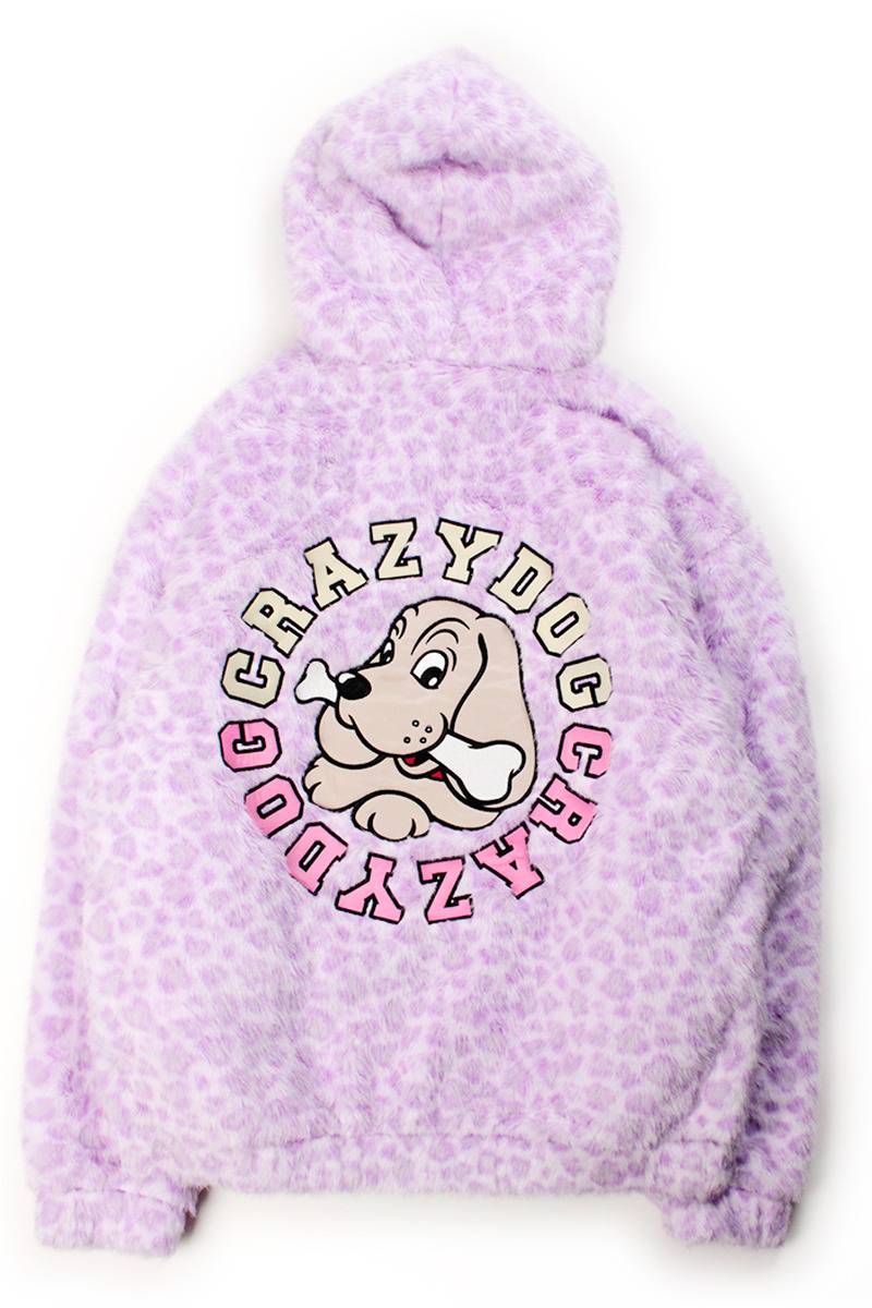 【予約商品】GALFY（ガルフィー）フワフワお散歩ファーフーディー - PURPLE animal