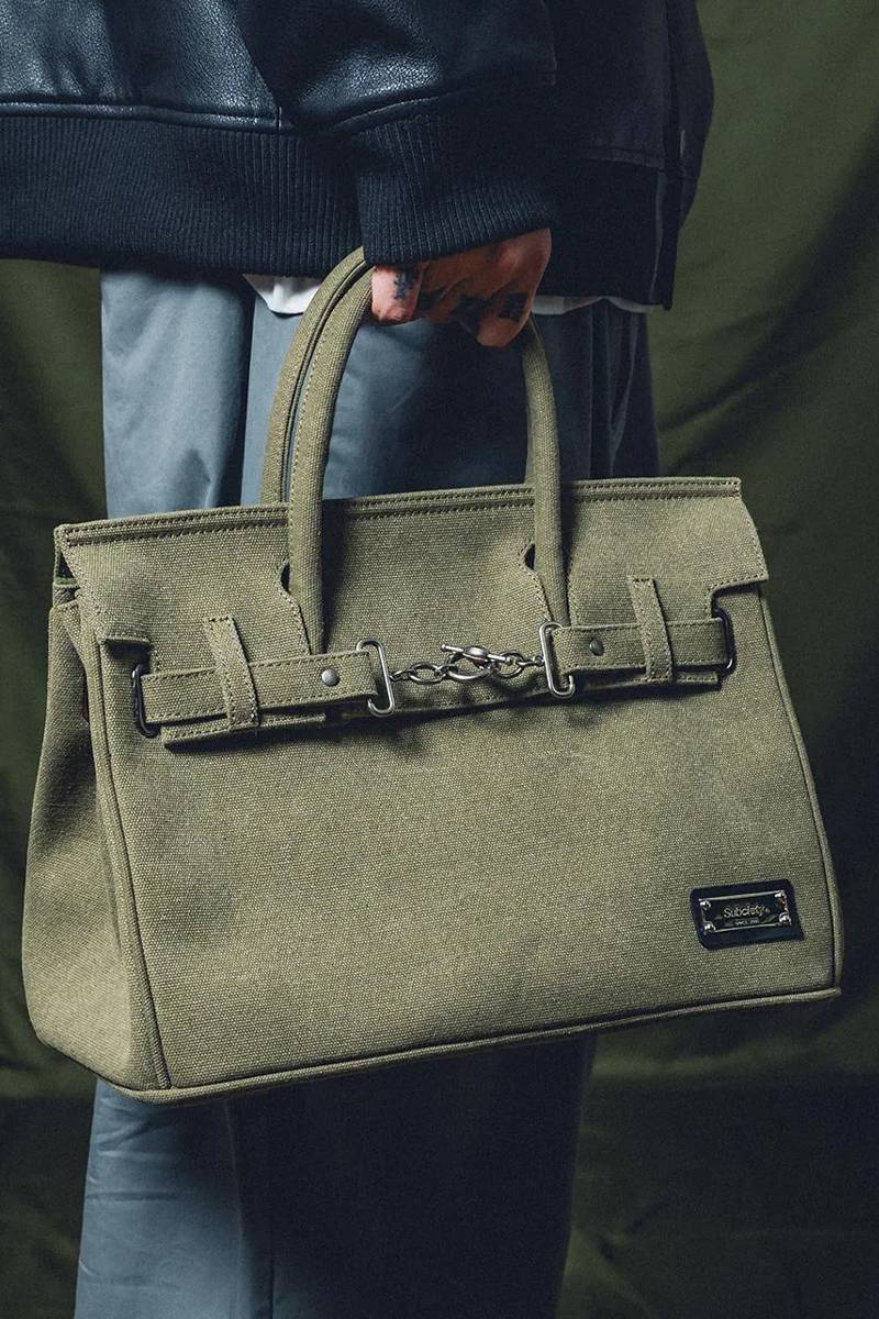 Subciety (サブサエティ) WASHED CANVAS BAG OLIVE
