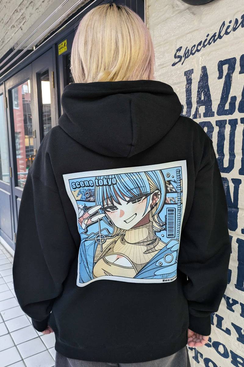 SCENE TOKYO (シーントウキョウ) piece girl hoodie - Black