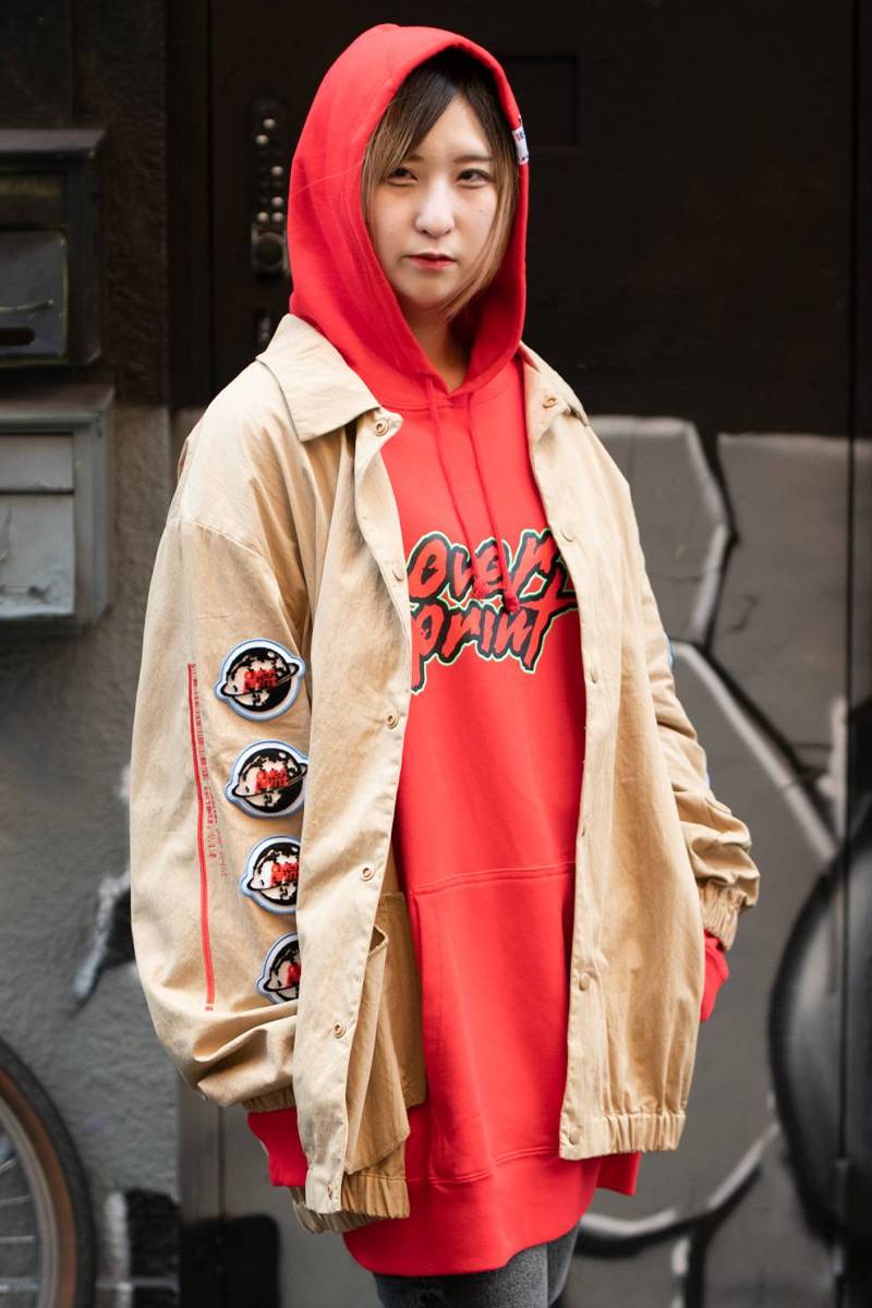 over print (オーバープリント) over punx Pile Hoodie (red)