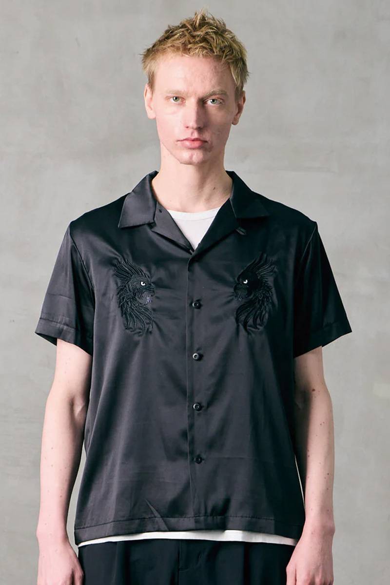 VIRGOwearworks (ヴァルゴウェアワークス) LUXE BOWLING SATIN SHIRT - Black