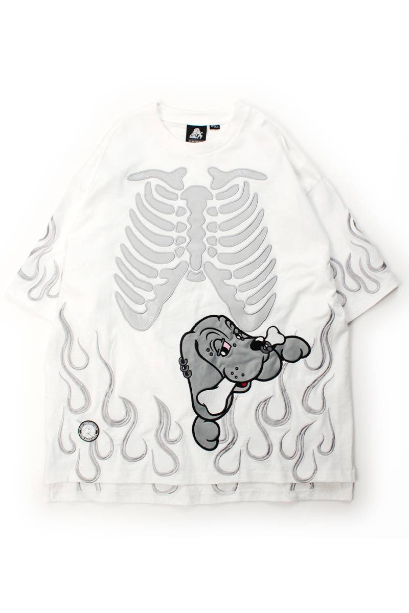 【予約商品】GALFY (ガルフィー) 骨が見えしTシャツ - White