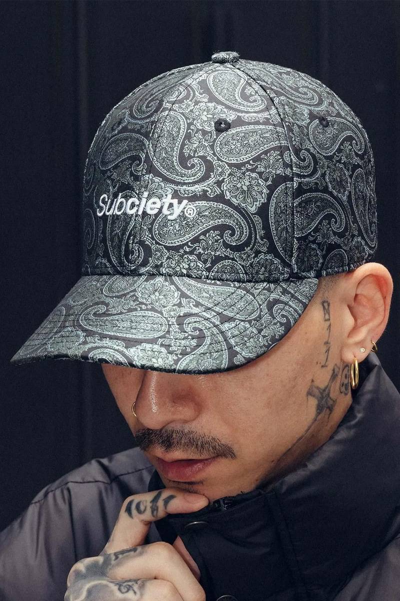Subciety (サブサエティ) Paisley jacquard cap - Black / Green