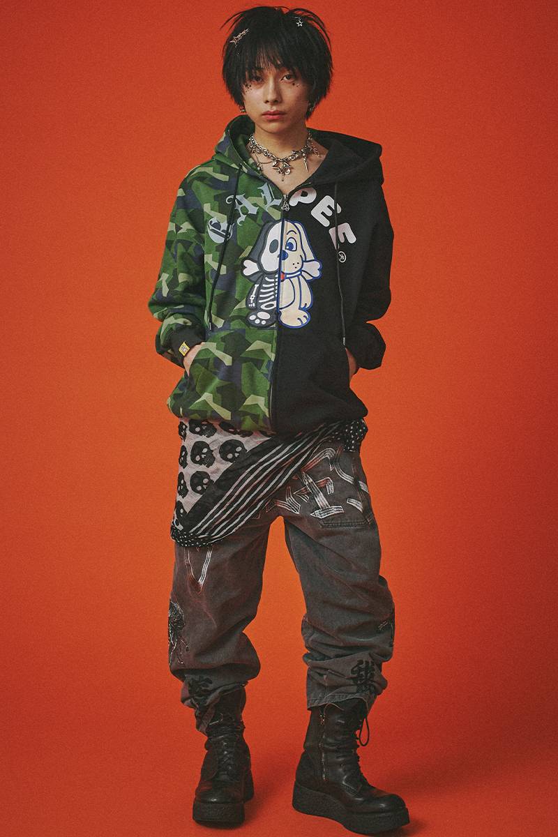 GALFY (ガルフィー) GALPEE ゴーストZIPパーカー - Black × Camo GALFY (ガルフィー) GALPEE ゴーストZIPパーカー - Black × Camo