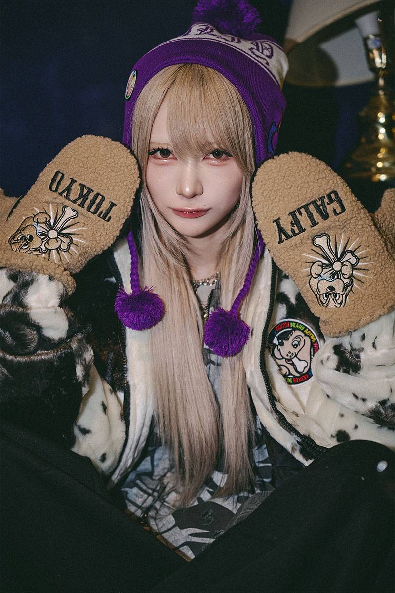 【予約商品】GALFY（ガルフィー）犬毛リバーシブルミトン - BEIGE