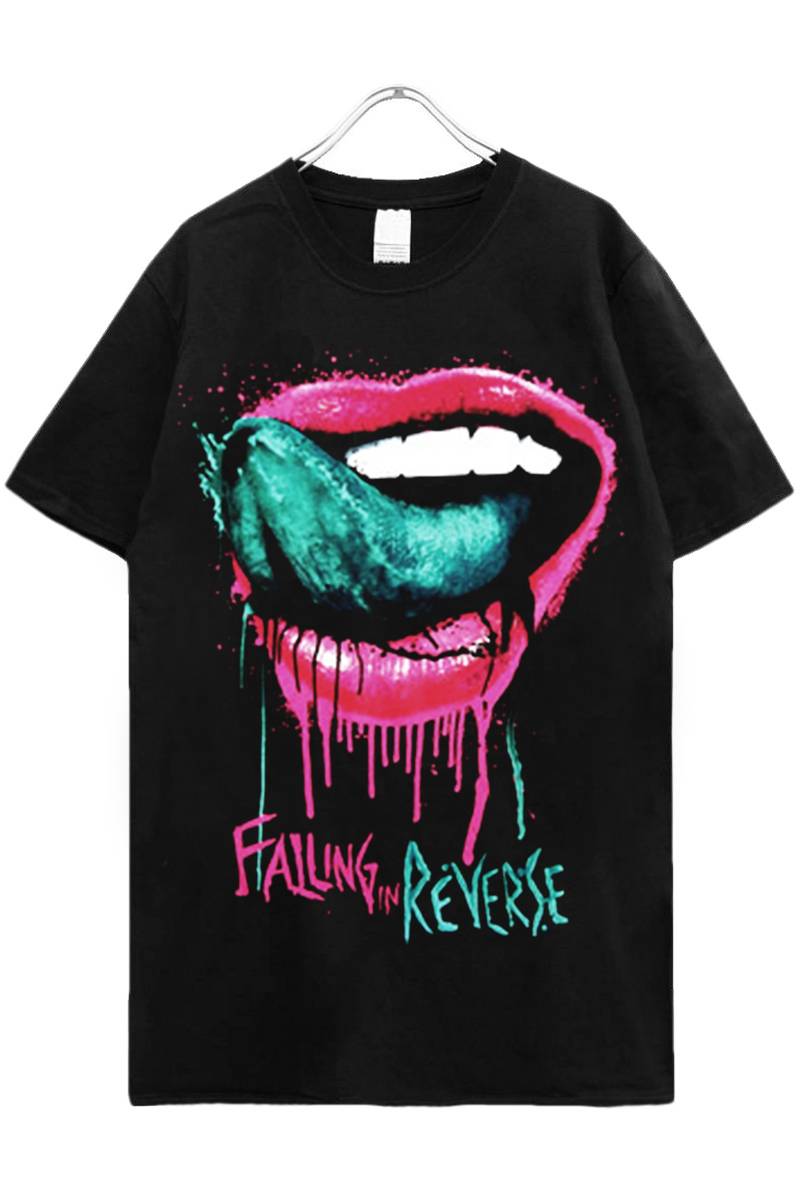 ロックファッション、バンドグッズのGEKIROCK CLOTHING / FALLING IN REVERSE Lips T-Shirt BLACK