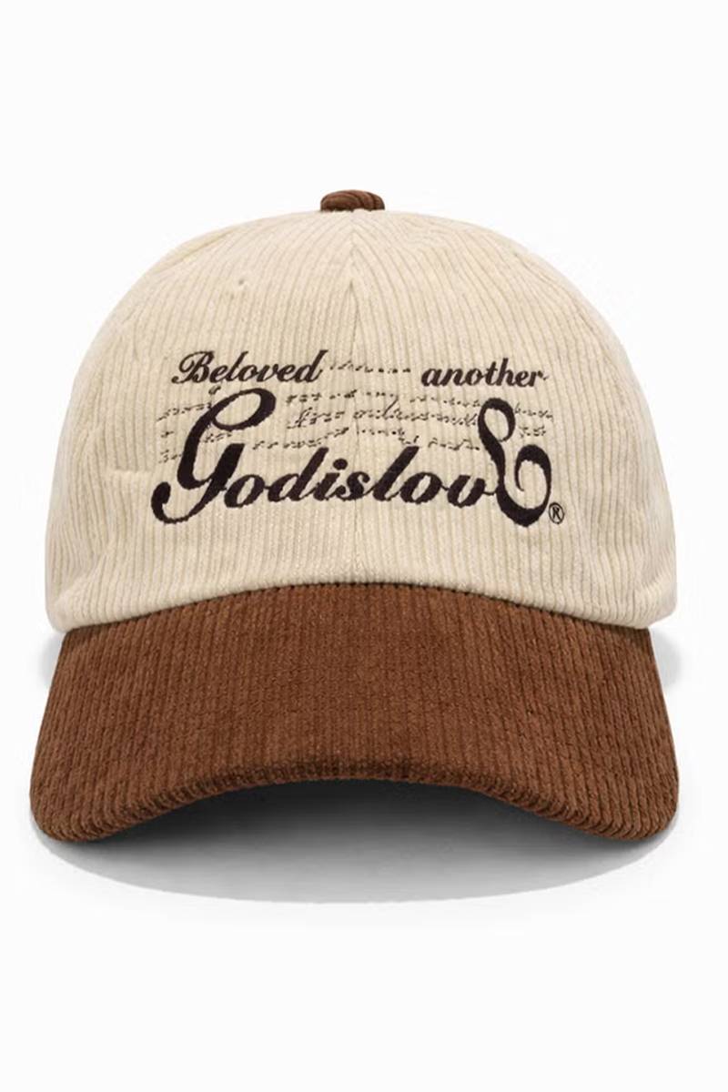【予約商品】A Good Bad Influence GOD IS LOVE corduroy CAP - Beige Brown