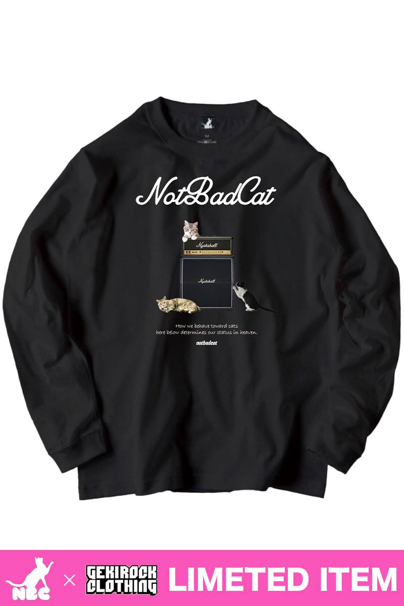 【ゲキクロ限定】 NOTBADCAT (ノットバッドキャット)  ニャーシャルL/S Tee - Black