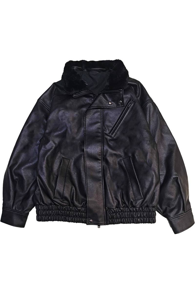 Abyssea(アビセア) Flight eco leather jacket - Black