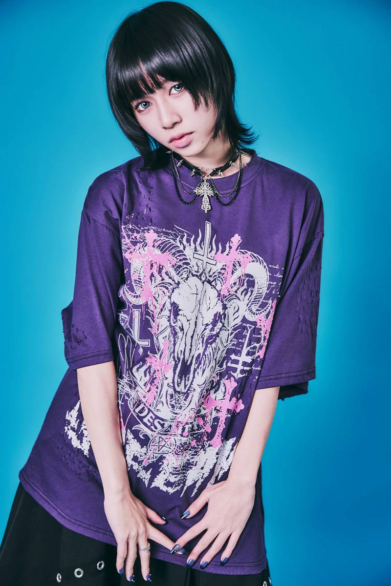 PSYCHO NATION(サイコ・ネーション) ショットガン・クロスTEE - Purple