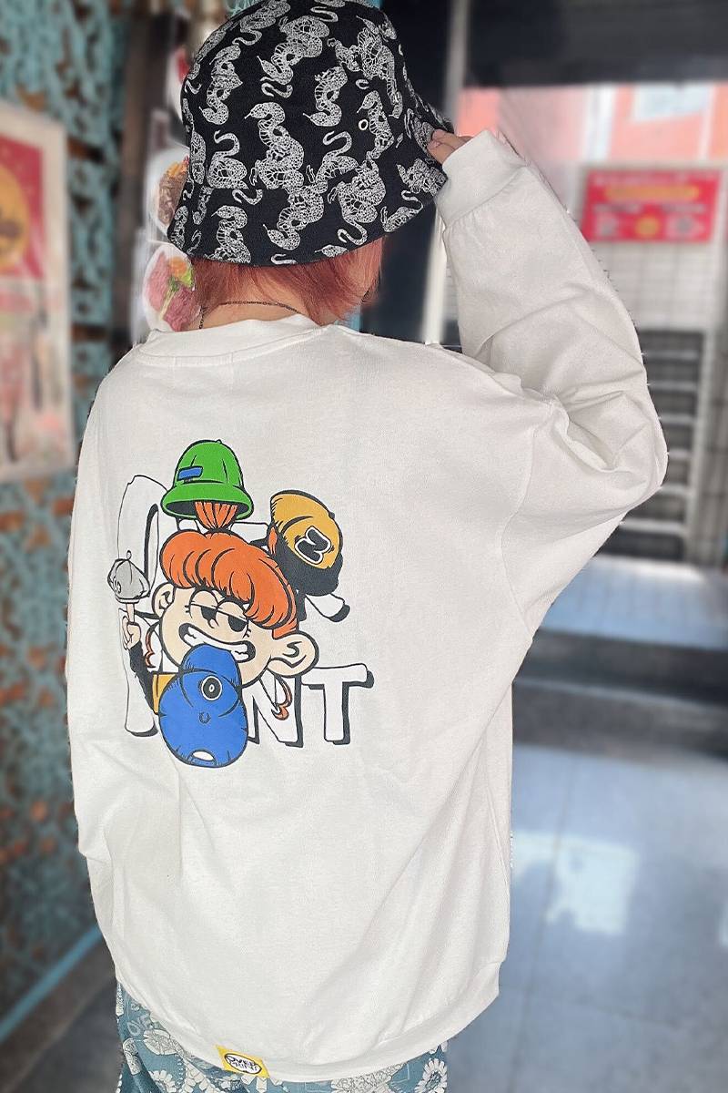 over print (オーバープリント) HEAD GEAR SWEATSHIRTS LIKE L/S TEE (WHITE)