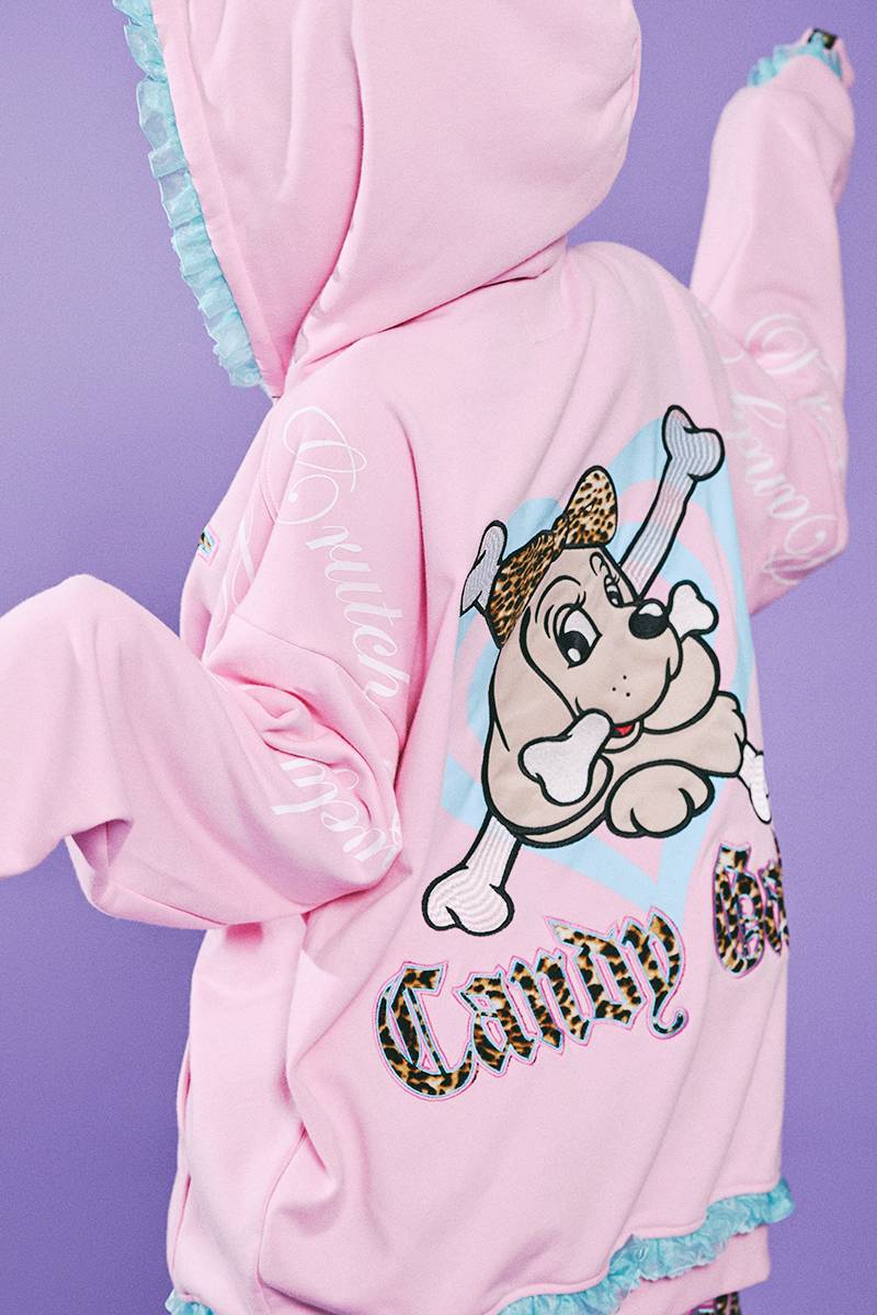 【予約商品】GALFY（ガルフィー）ぷりぷりボーンふりるパーカー - PINK