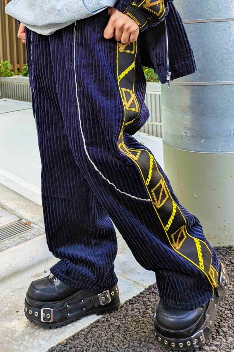 over print (オーバープリント) Corduroy jersey pants - Navy