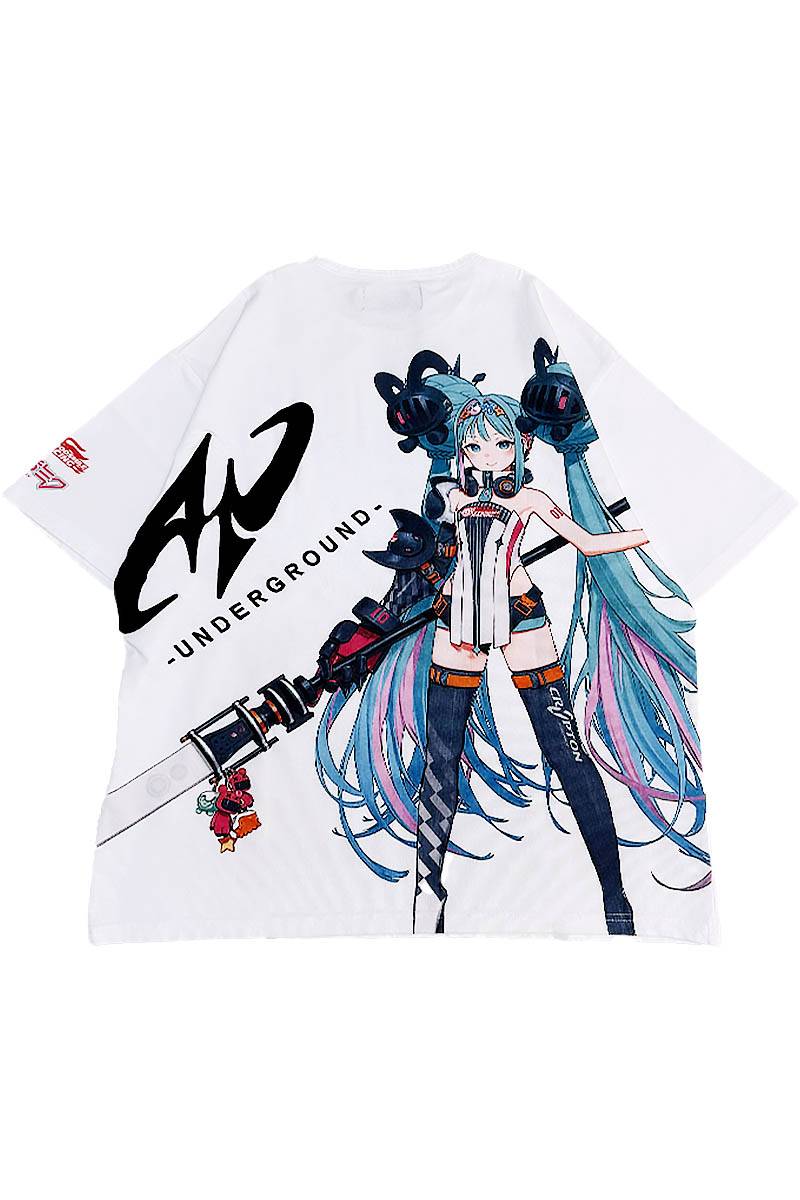 初音ミク×P.N UNDERGROUND バック・レーシングミクTEE - White