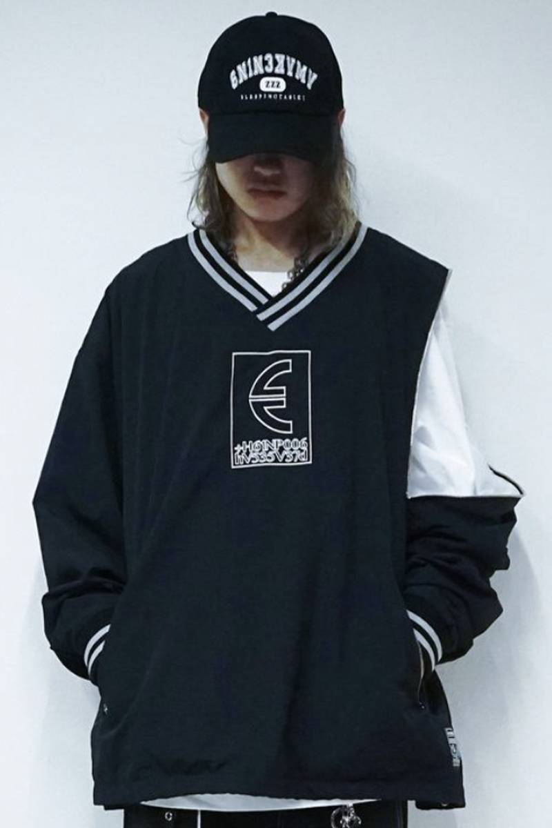SLEEPING TABLET (スリーピングタブレット) FLAG [ SPLIT NYLON PULLOVER ] - Black
