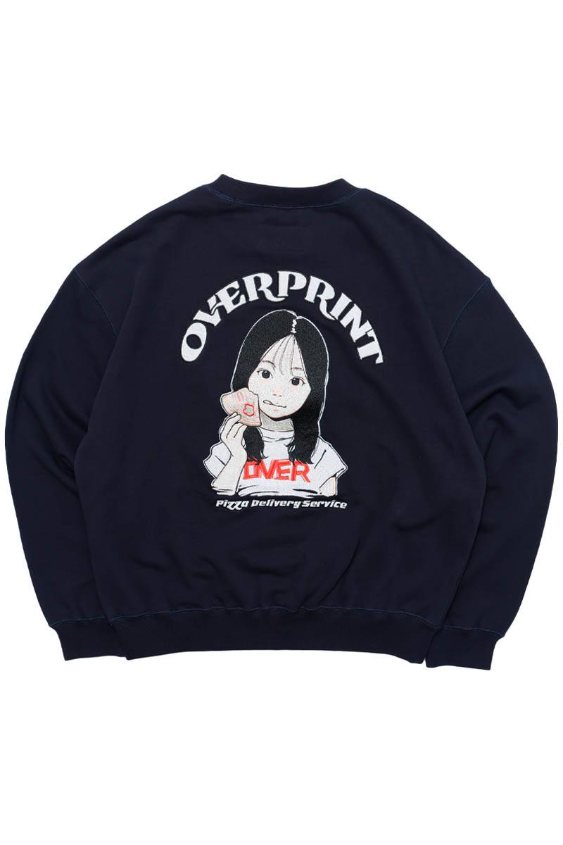 over print (オーバー・プリント) PIZZA Sweatshirts - Navy