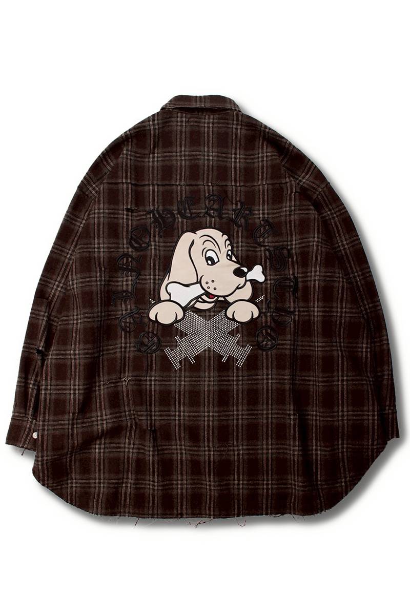 【予約商品】GALFY(ガルフィー)ピカピカ注射器ボロシャツ - Brown