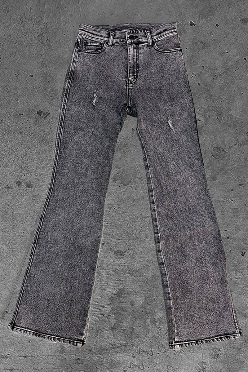 Abyssea(アビセア) Stretch flared denim pamts - Gray