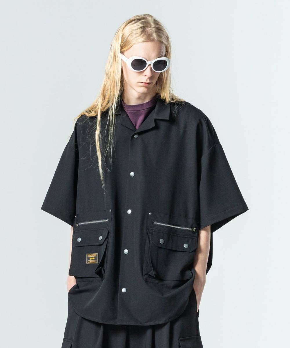 glamb(グラム)GB0225/SH07 : 4XL Suit Fabric Shirt - Black