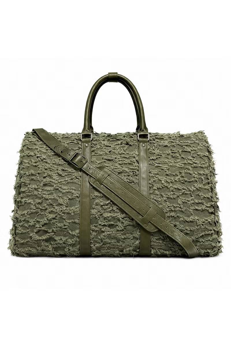 【予約商品】A Good Bad Influence "PUTALL" DISTRESSED DENIM BOSTON BAG - Khaki