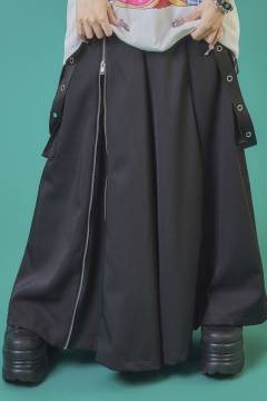 PSYCHO NATION (サイコネーション) 切り替え袴カーゴパンツ - Black