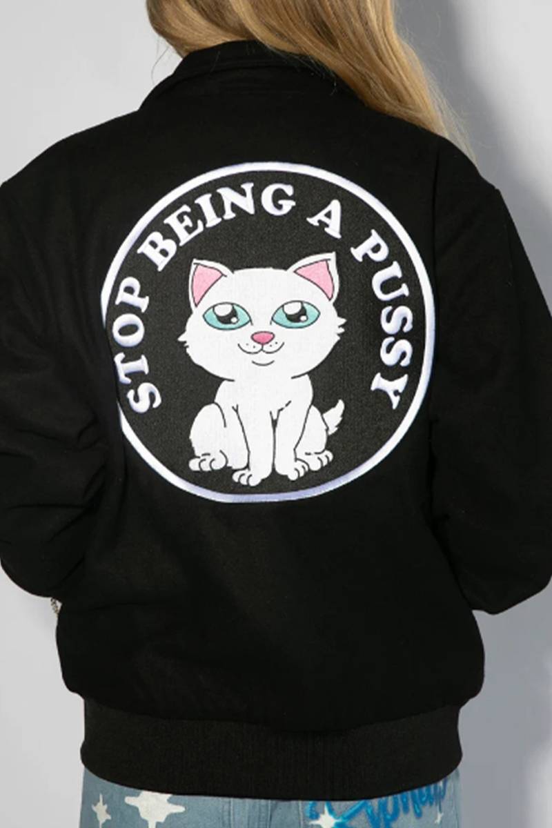 RIPNDIP (リップンディップ)  Stop Being A Pussy Varsity Jacket (Black)